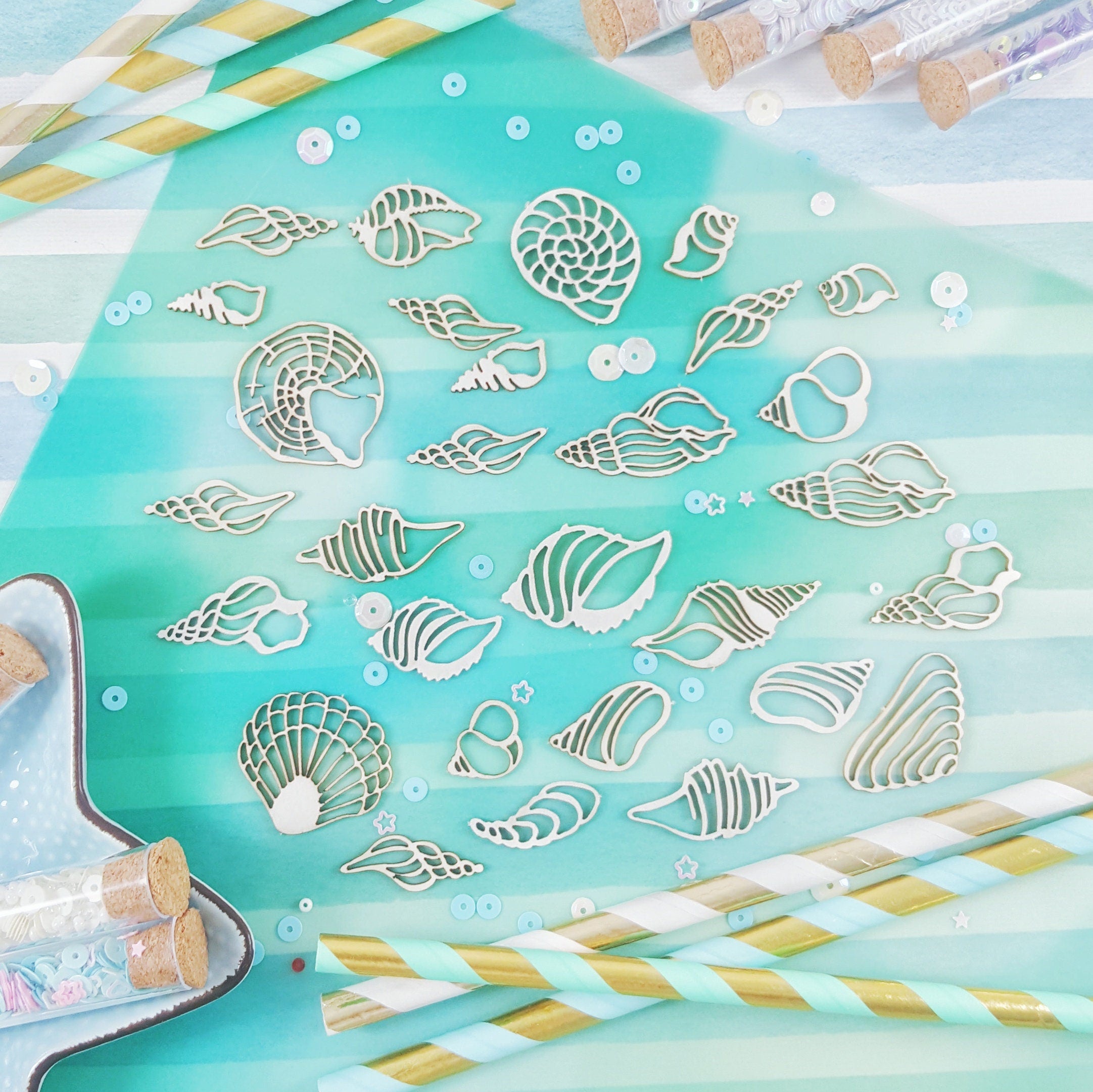 Laser Cut Chipboard - Seashells. Embellishments for Card Making, Scrapbooking and Crafting