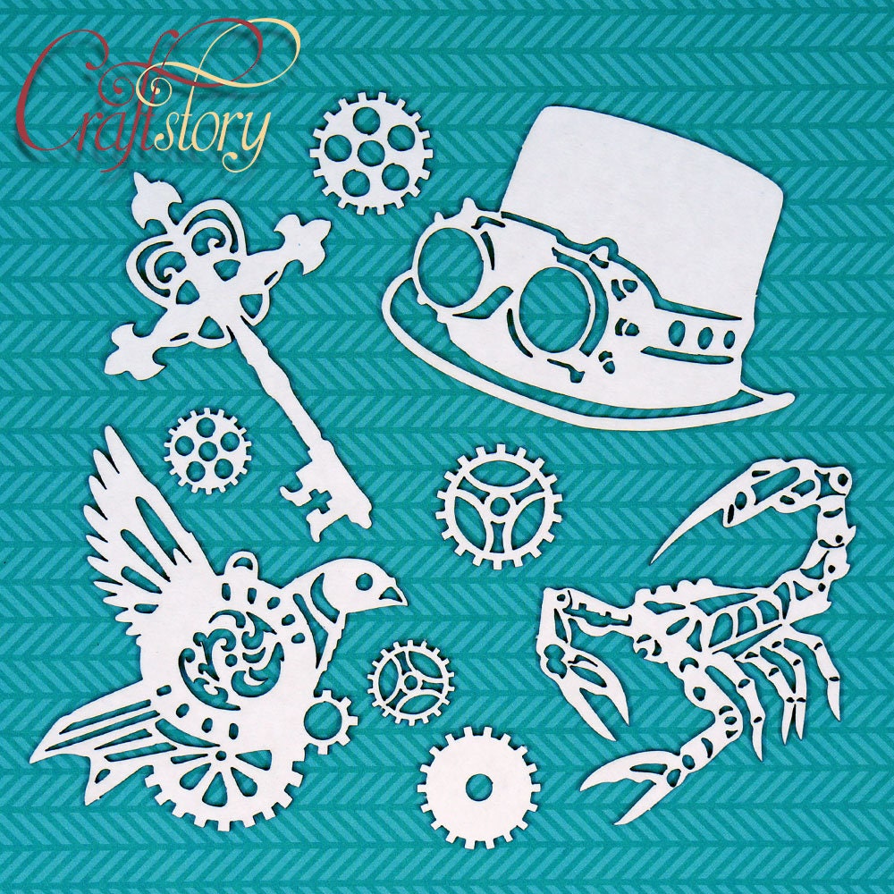 Chipboard, Laser Cut Chipboard, Chipboard Die Cuts, Laser Cut Board, Chipboard Shape, Steampunk, scorpion, steampunk hat