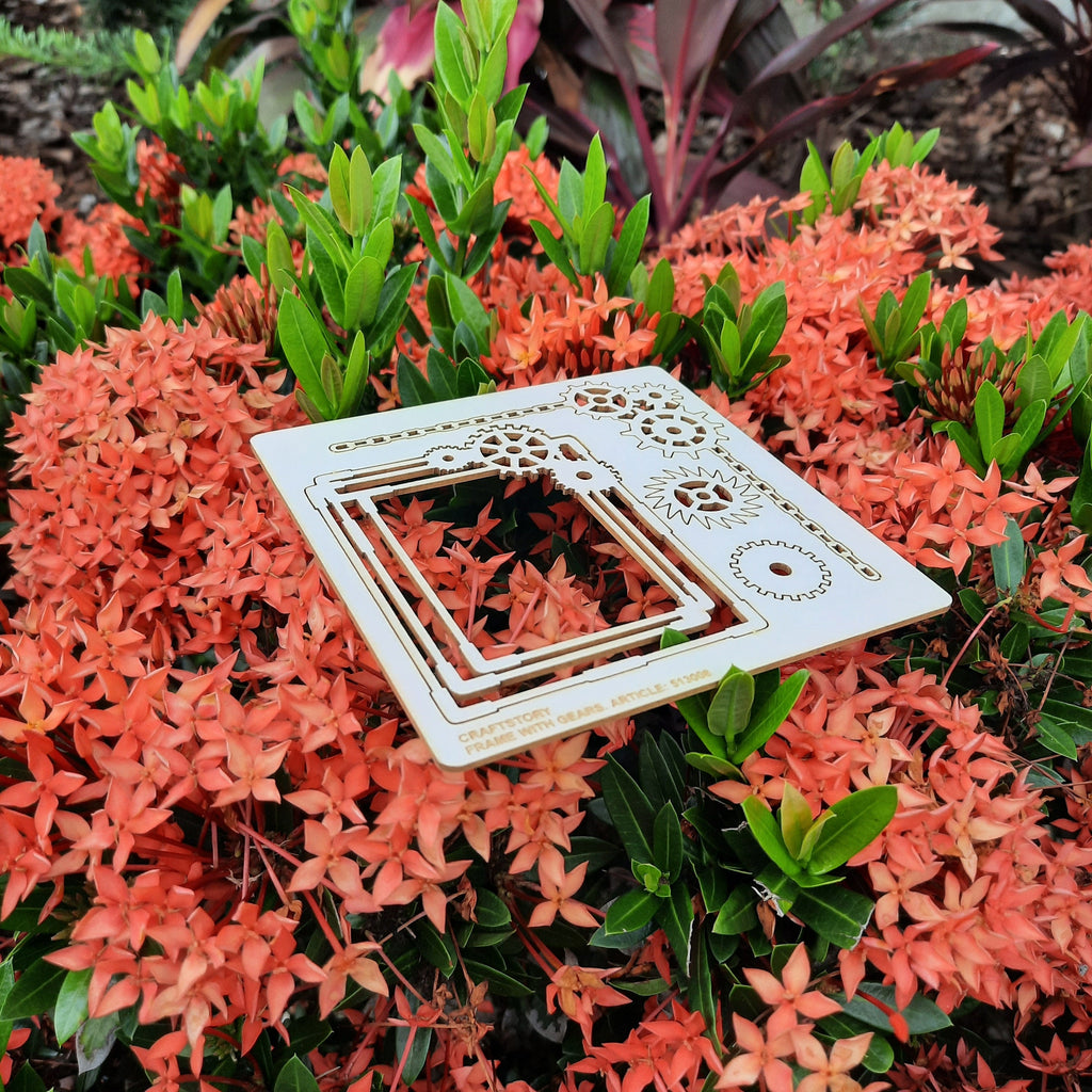 Chipboard, Laser Cut Chipboard, Chipboard Die Cuts, Laser Cut Board, Chipboard Shape, Frame with gears, Frame