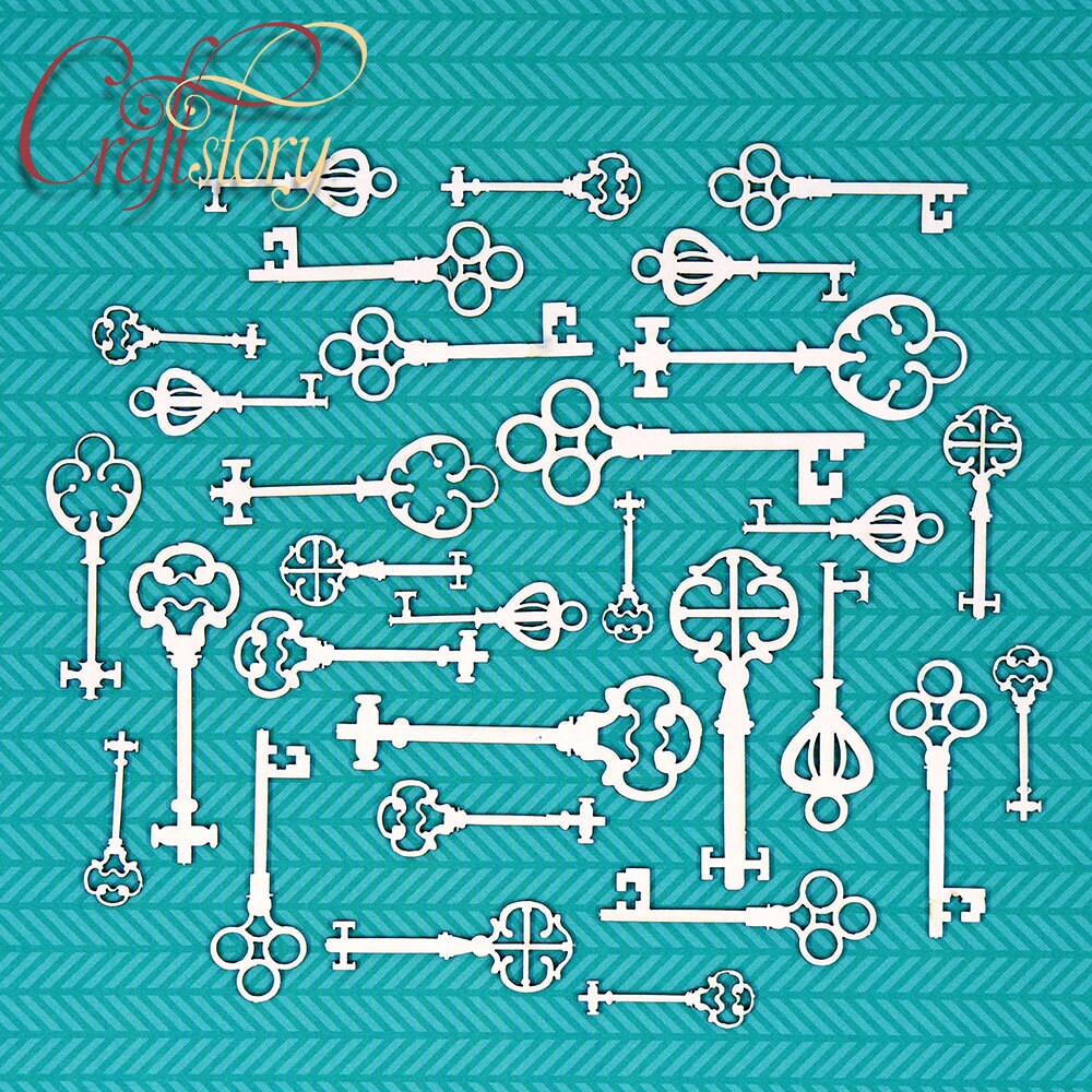 Chipboard, Laser Cut Chipboard, Chipboard Die Cuts, Laser Cut Board, Chipboard Shape, antique keys, vintage keys