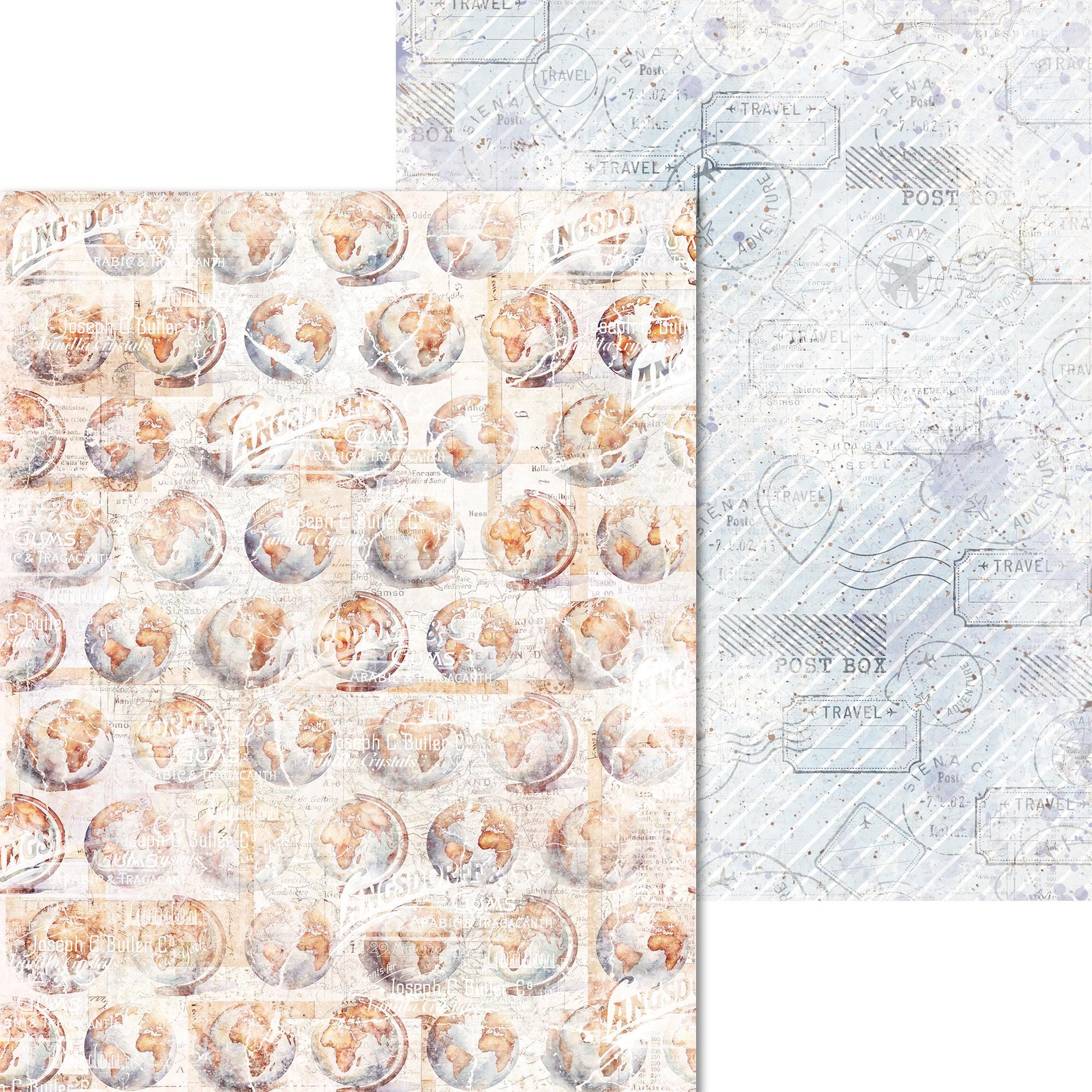 Scrpabook Paper Pack - Travel Time - Double Sided Designs - 8.5" x 11" - Cardstock