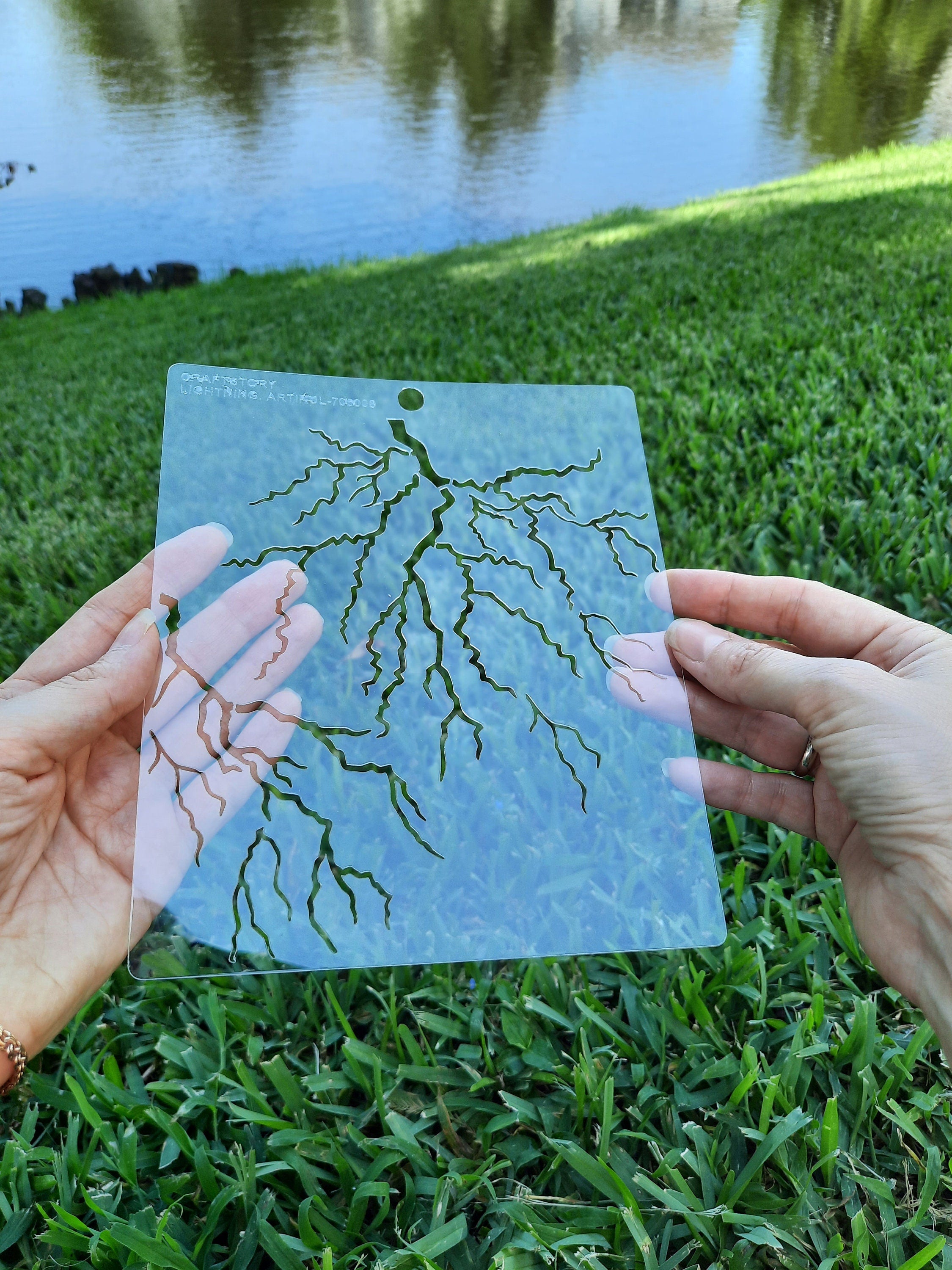 Lightning or Tree Stencil for Paper, Wood, Canvas, Fabric, Floor, Wall, and Tile - Reusable DIY Art and Craft Stencils