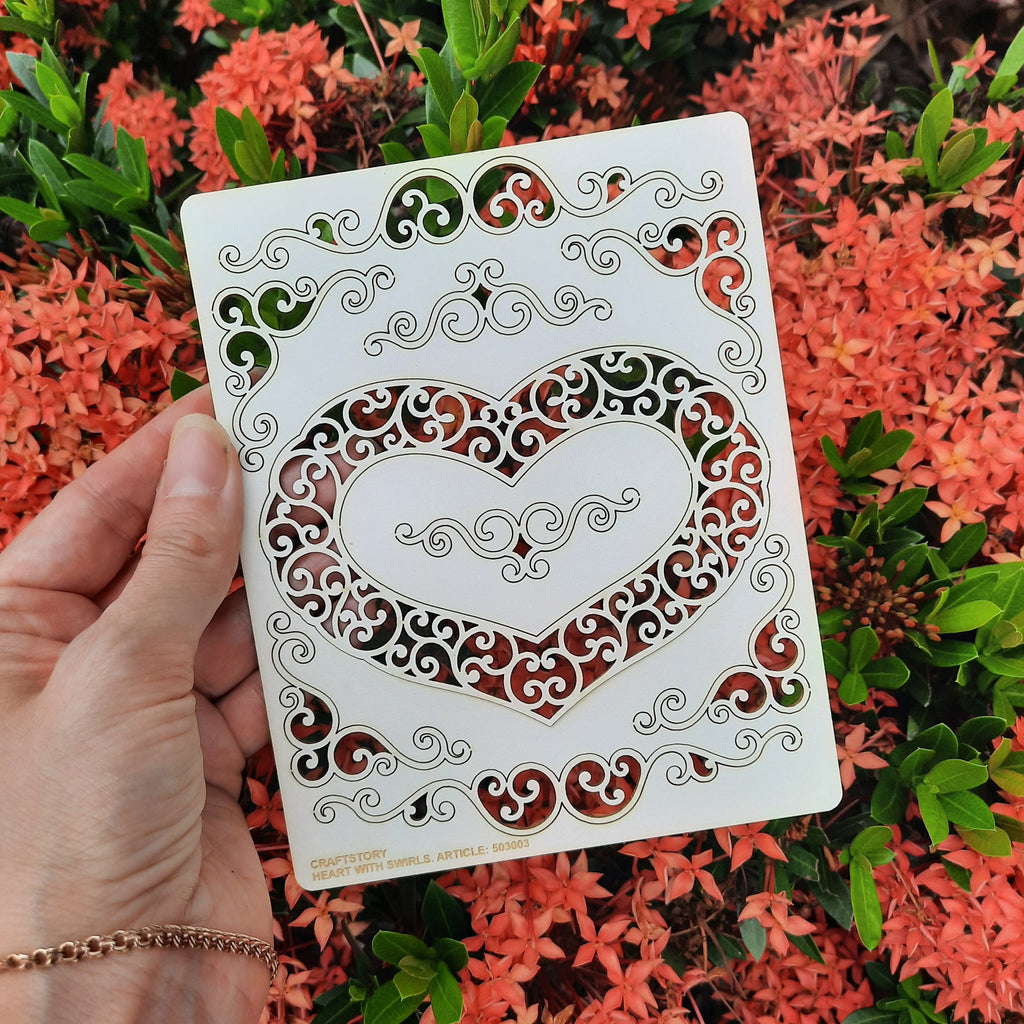 Laser Cut Chipboard - Heart with curls. Embellishments for Card Making, Scrapbooking and Crafting