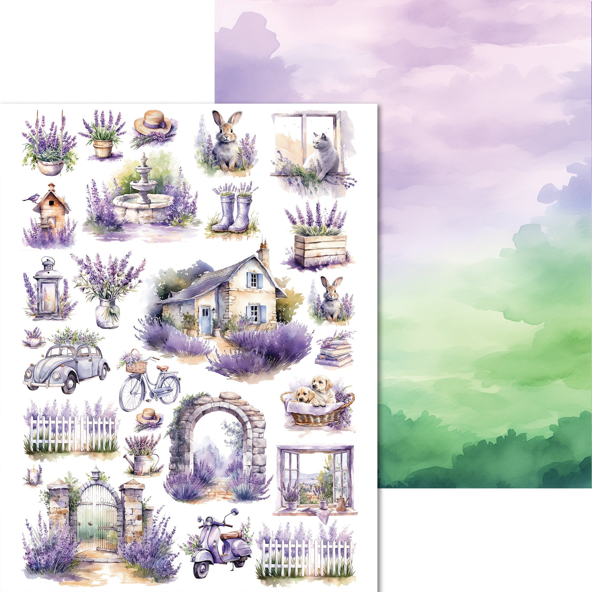 Scrpabook Paper pad - Lavander Paradise - Double Sided Designs - 8.5" x 11" - Cardstock