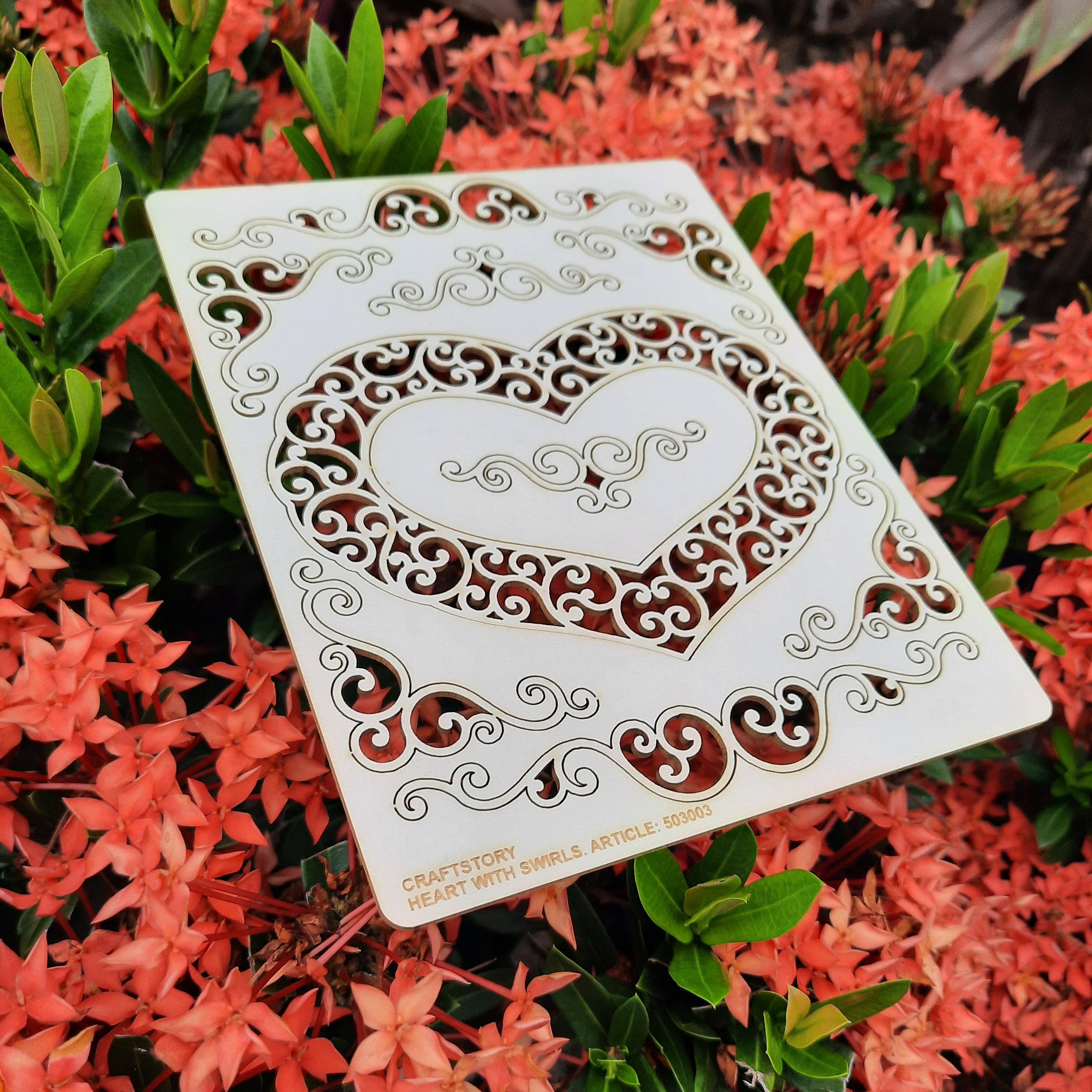 Laser Cut Chipboard - Heart with curls. Embellishments for Card Making, Scrapbooking and Crafting