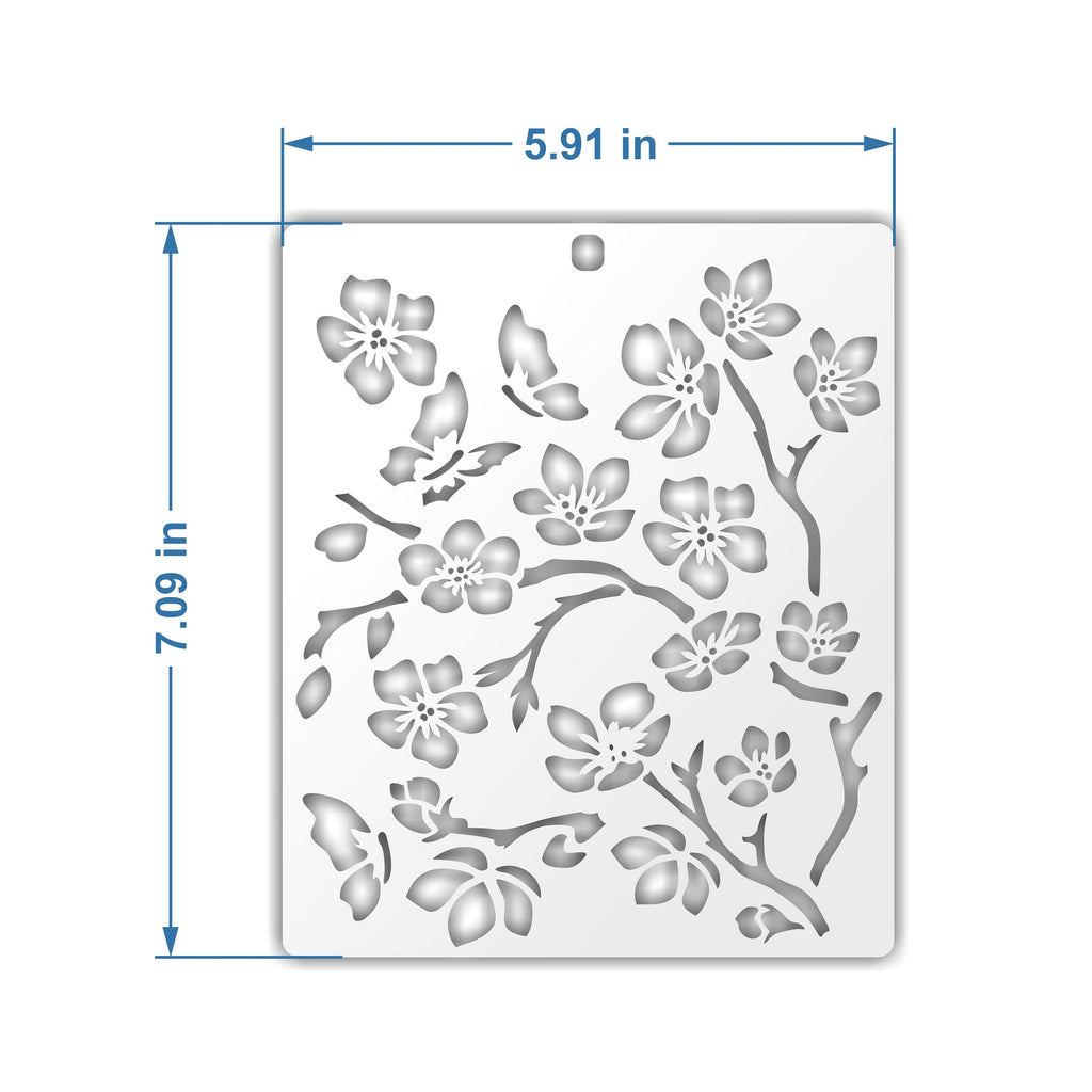 Sakura Stencil for Paper, Wood, Canvas, Fabric, Floor, Wall, and Tile - Reusable DIY Art and Craft Stencils