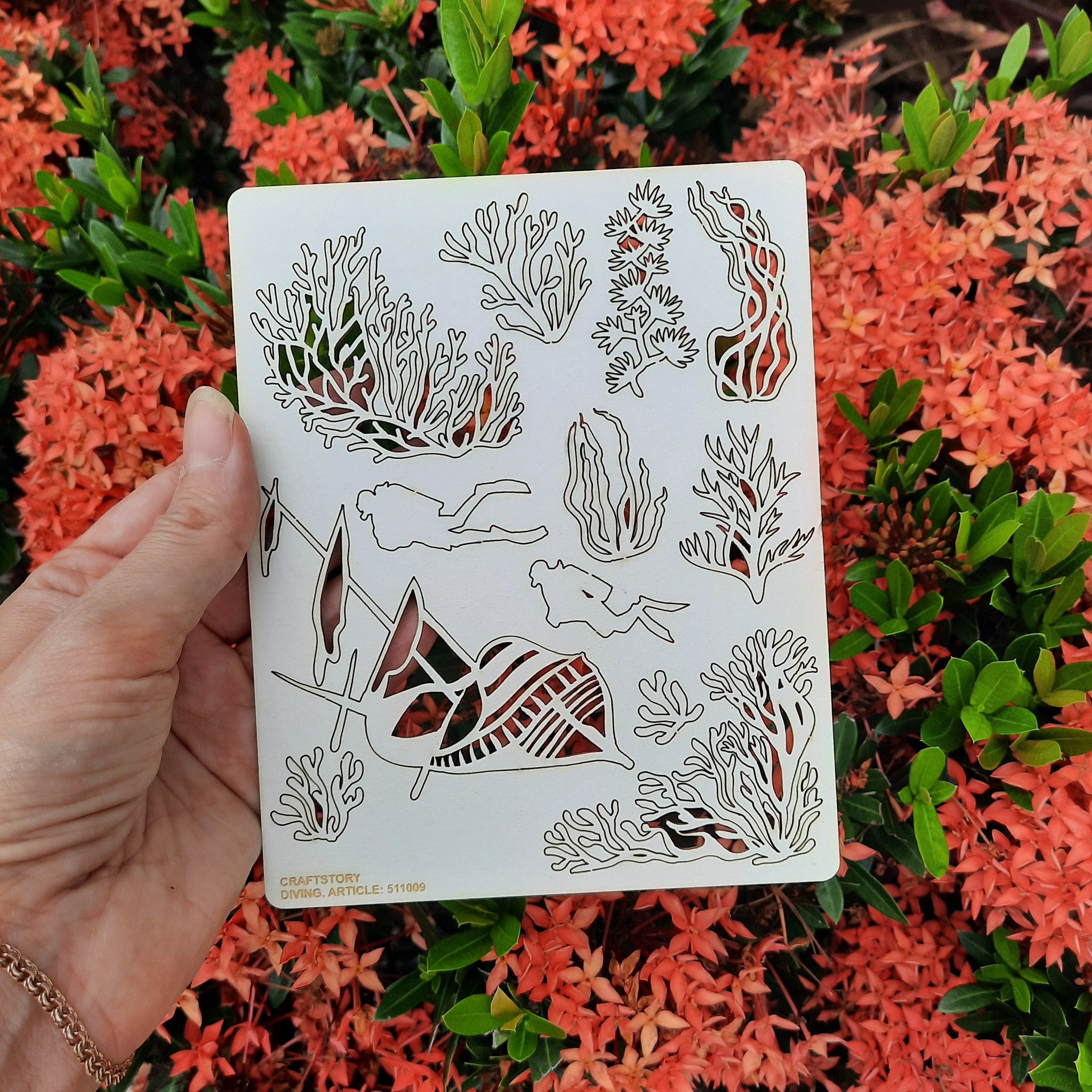 Laser Cut Chipboard - Diving, corals. Embellishments for Card Making, Scrapbooking and Crafting