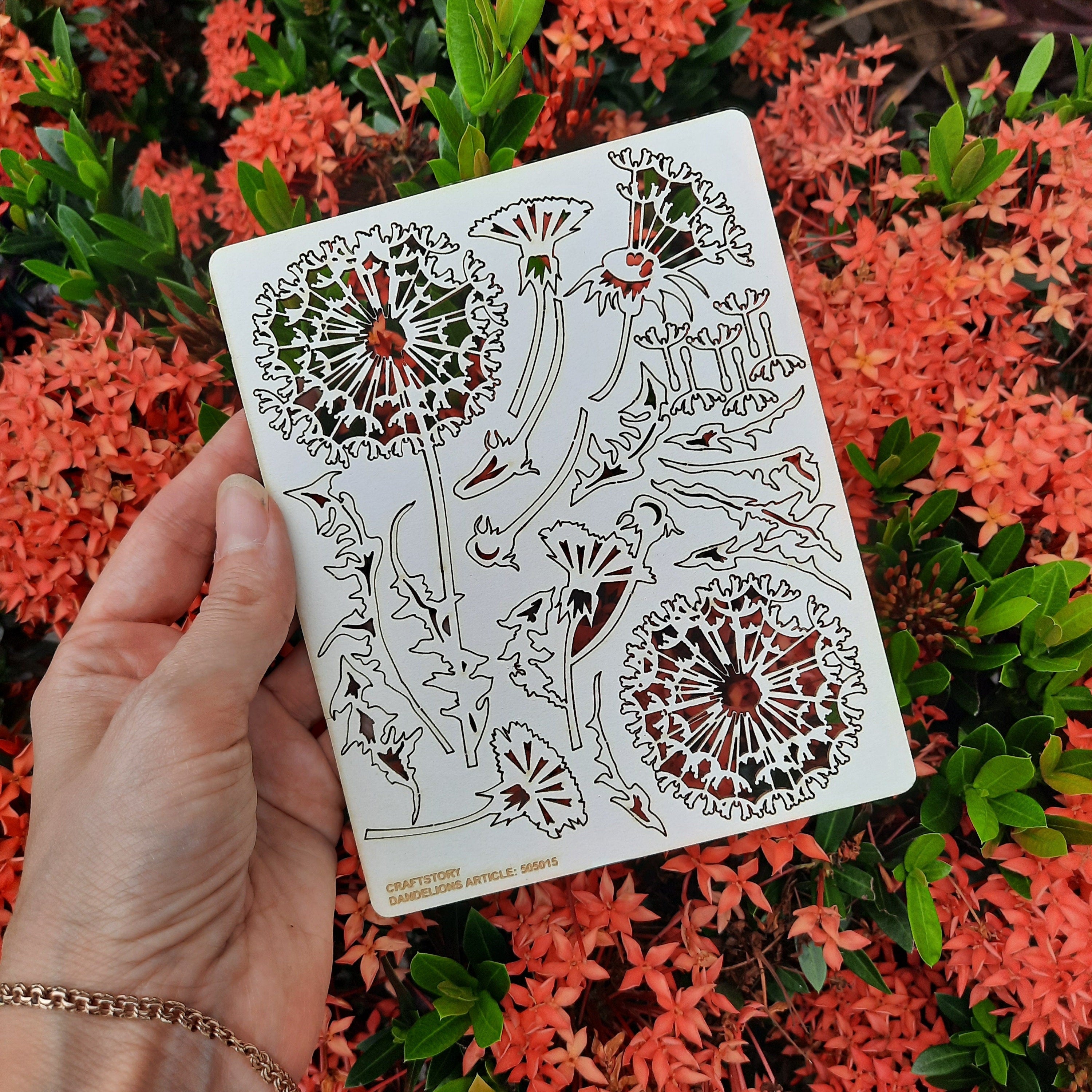 Laser Cut Chipboard - Dandelions, flowers. Embellishments for Card Making, Scrapbooking and Crafting