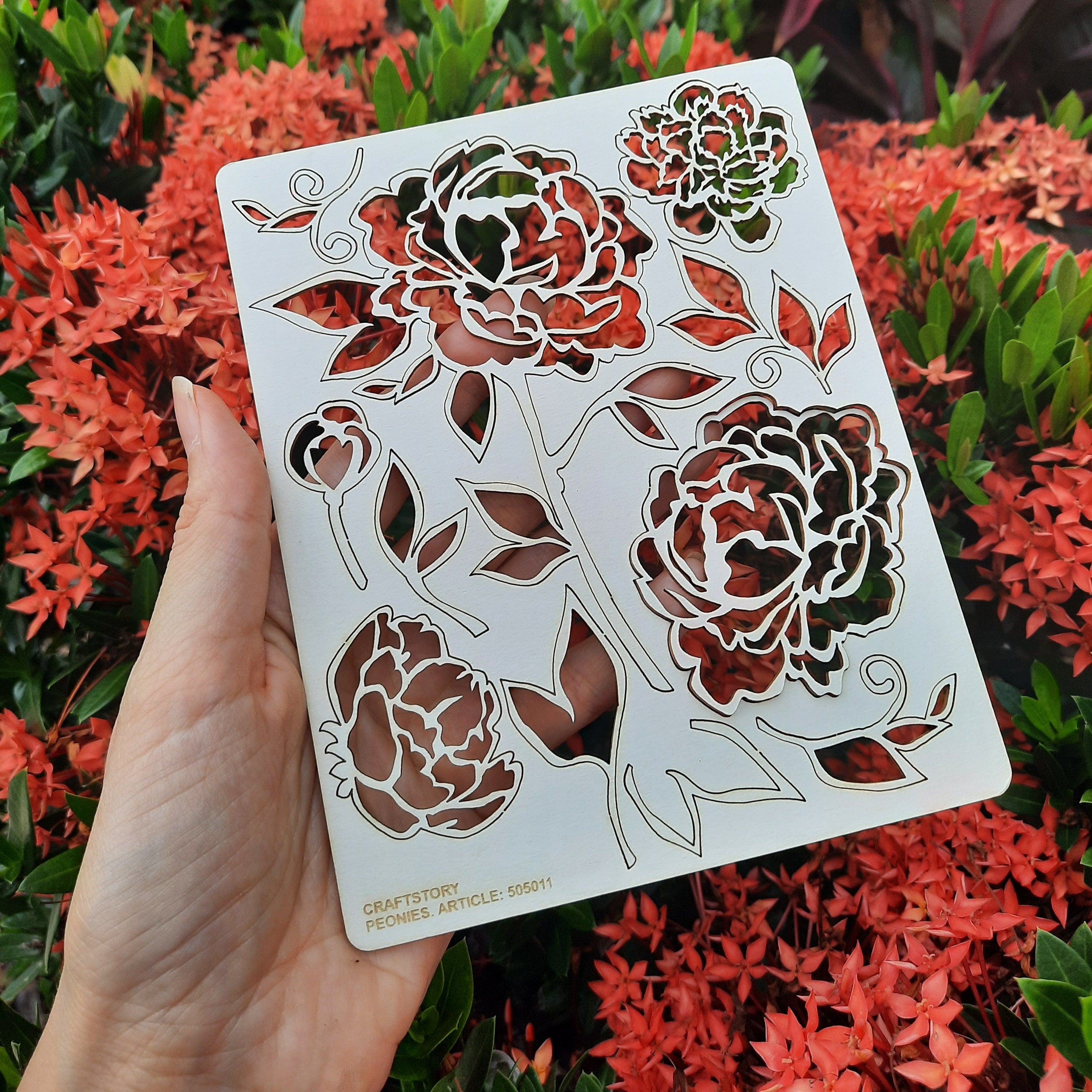 Laser Cut Chipboard - Peonies, flowers. Embellishments for Card Making, Scrapbooking and Crafting