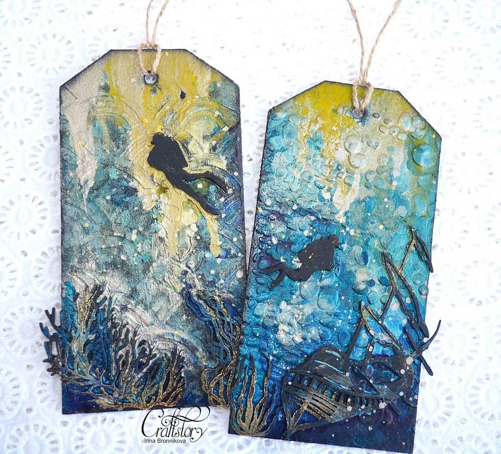 Laser Cut Chipboard - Diving, corals. Embellishments for Card Making, Scrapbooking and Crafting