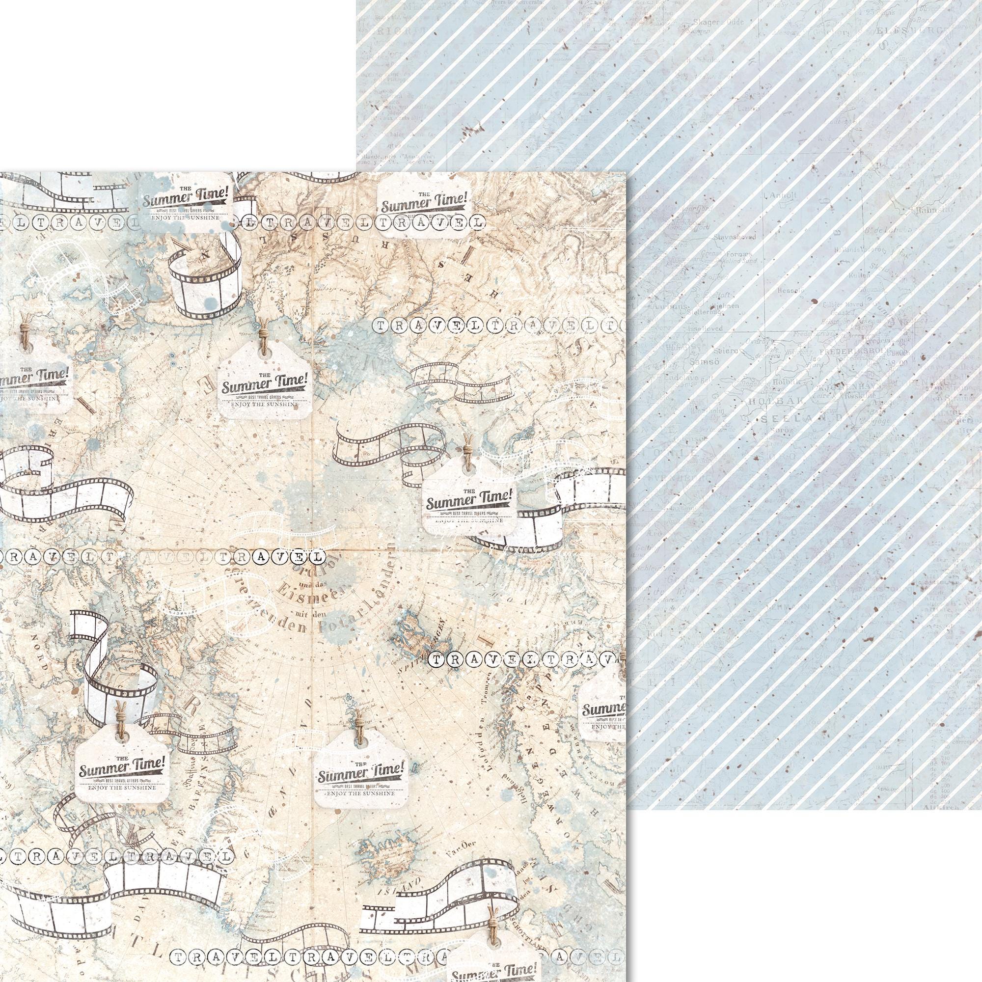 Scrpabook Paper Pack - Travel Time - Double Sided Designs - 8.5" x 11" - Cardstock