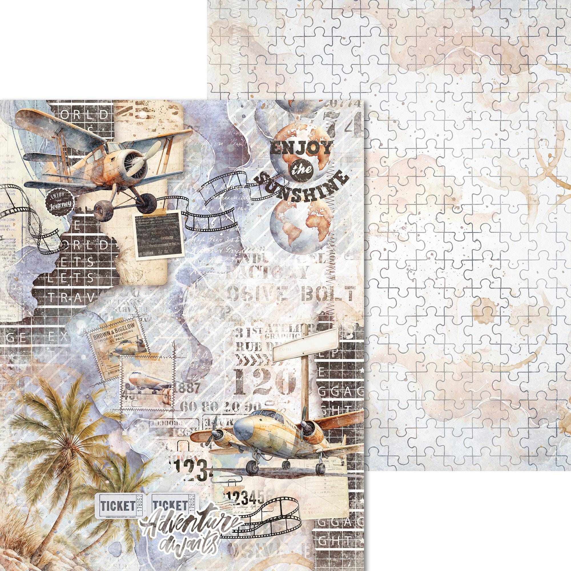 Scrpabook Paper Pack - Travel Time - Double Sided Designs - 8.5" x 11" - Cardstock