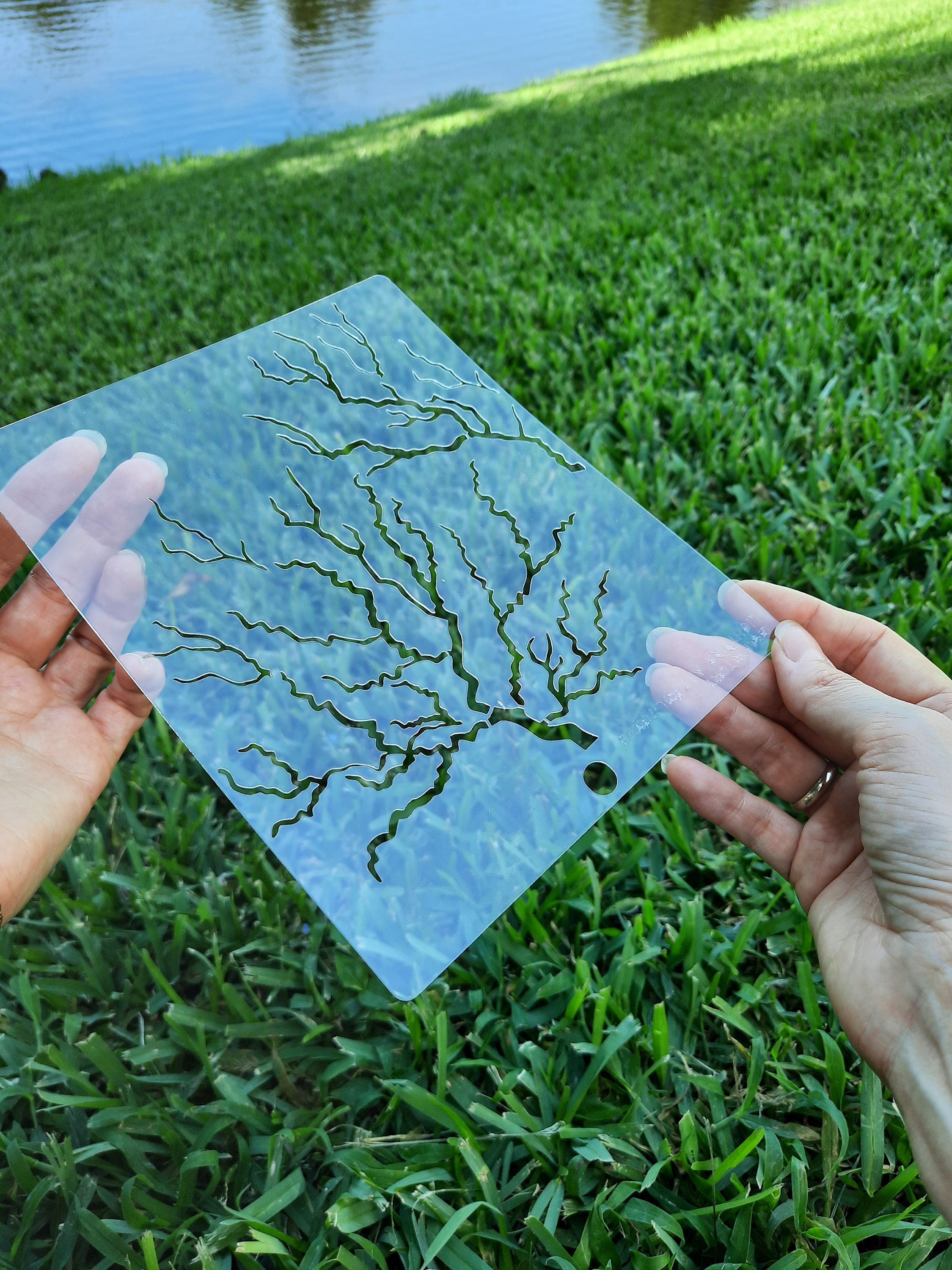 Lightning or Tree Stencil for Paper, Wood, Canvas, Fabric, Floor, Wall, and Tile - Reusable DIY Art and Craft Stencils